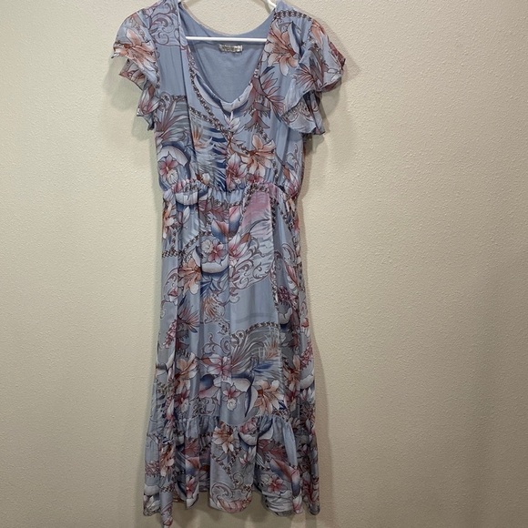 elena Baldi Dresses & Skirts - Elena Baldi silk blend dress blue floral